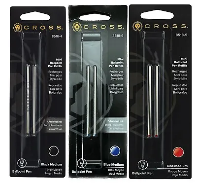 Cross Tech 3 Mini Ballpoint Pen Refills 3 Packs Black Blue And Red Sealed • $18.95