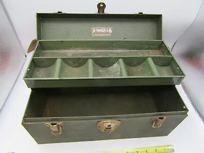 Vintage Kennedy Kits 1 Tray Tackle Tool Box 14 X 6 X 6.5  Army Green. Big Horn • $49.77