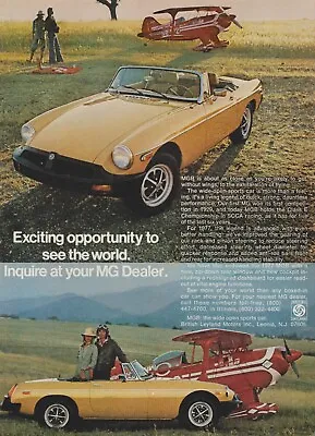 1977 MG MGB - Antique Vintage Airplane Pilot Mountain Field - Print Ad Photo • $8.22