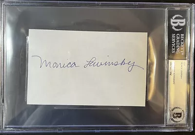 Monica Lewinsky Signed Autograph Cut Bill Clinton Impeachment Beckett Slab Coa • $245