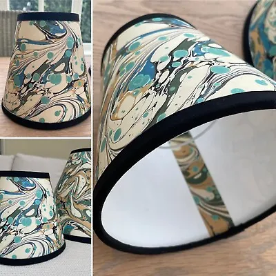 Marbled Paper Candle Clip Lamp Shade Ocean Bubbles Wall Light Shade Trim/Tape • £29