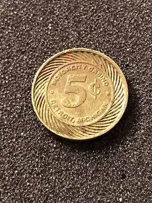 Vintage Detroit Michigan MotorCity Casino 5C Five Cent Gaming Token • $2