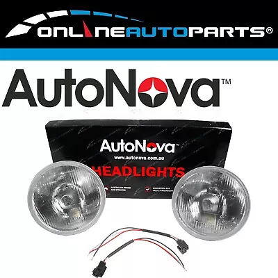 7  Semi Sealed Beam 178mm Round Curved Glass Std Lense Headlight Pair H4 Type • $28.95