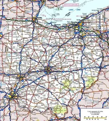 OHIO STATE ROAD MAP GLOSSY POSTER PICTURE PHOTO PRINT City County Columbus 4025 • $14.99