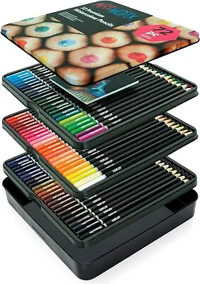 72 Premium Watercolour Pencils Set - Coloured Art Pencils For Adults & Students • £0.99