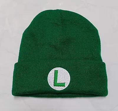 Luigi Knit Skull Cap Adult Green Beanie Super Mario Bros Retro Cosplay Costume • $9.99