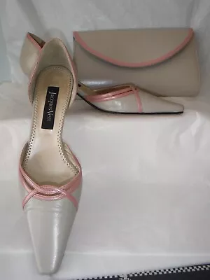 Jacques Vert Silver Greypink Shoes Eu 38 (uk 5 )& Matching Clutch / Shoulder Bag • £39.99