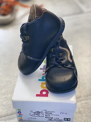 Babybotte 6579 Boys Navy Leather Lace Up Boots Size 21 • £15