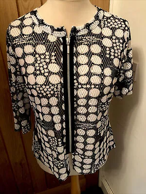 £8 • Buy Doris Streich Zip Up Top Black & White Size 14 