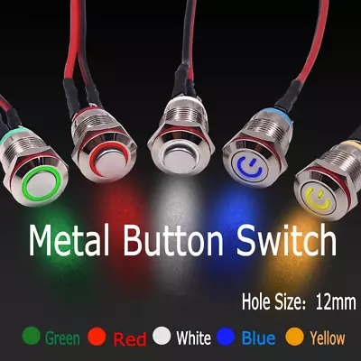 3-240V 12mm Metal Push Button Switch Mini Waterproof Switch With Light On/Off • $2.23