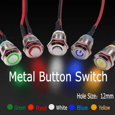 Waterproof Switch Metal Push Button Latching ON/OFF 3-240V 12mm 2A Mini Switch • $2.50