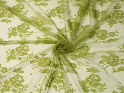Minerva Chantilly Tulle Lace Fabric Green - Per Metre • £13.99
