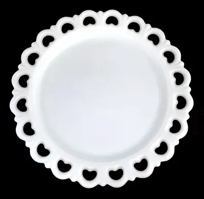 ANCHOR HOCKING Milk Glass COLONY LACE EDGE White ROUND PLATTER Serving Tray • $10