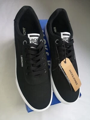 £15 • Buy Jack & Jones Simon Canvas Trainers Black Skate Shoes UK Size 5