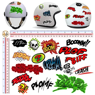 £15.37 • Buy Stickers Helmet Boom Bam Crash Sticker Helmet Tuning Motorcycle Print PVC 16 Pcs