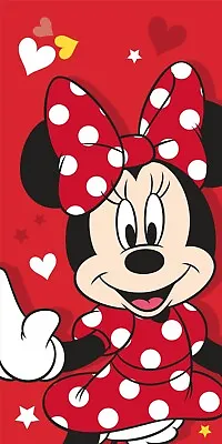 Disney Minnie Mouse Bath Beach Towel 140 X 70 Cm 100% COTTON Love Hearts • £18.49