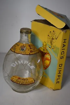 Haigs Vintage 1960`s  Dimple  Pinched Glass Whisky Bottle And Original Box • £25