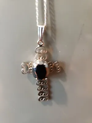 Ziedell Vintage Hematite And Silver Cross Pendant • $5