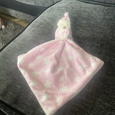  Mothercare Teddy Bedtime Bear Soft Toy Baby Comforter Blanket Blankie Pink Star • £12