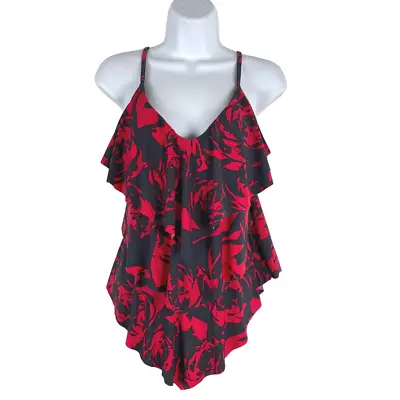 Magicsuit Pop Princess Rita Tankini Swim Top Size 10 Printed Ruffle SW-1726 • $20.97