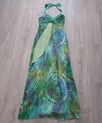 Stunning New Ladies River Island Maxi Dress Halter Green Size 10 • £9.50