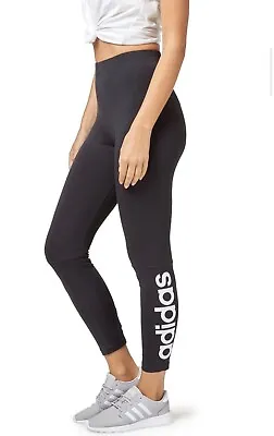 Ladies Adidas Logo Linear Tights For Gym Yoga Exercise Navy Or Black • $19.99