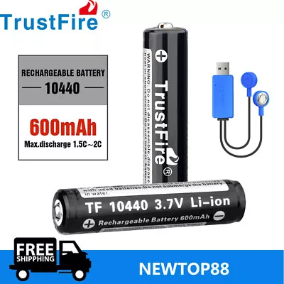 Trustfire 4X 10440 600mAh 3.7V Rechargeable Li-ion Battery With Battery Charger • $15.99