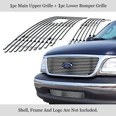For 2001-2003 Ford F-150 Harley Davidson Stainless Chrome Billet Grille Combo • $76.99