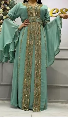 Sale Moroccan Dubai Islamic Kaftan Arabic Fancy Women Gown Dresses Takshita Var • $64.39