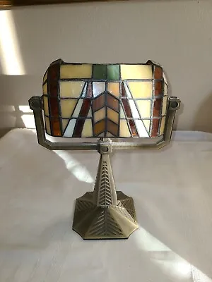 PartyLite Tiffany Mission Style Bankers Stained Glass Lamp 2 Tea Light / Votive  • $28