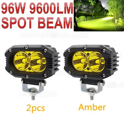 LED Spot Lights 2PCS Yellow Driving Lamp Fog Lights 4inch Pods Cube Off Road ATV • $28.98