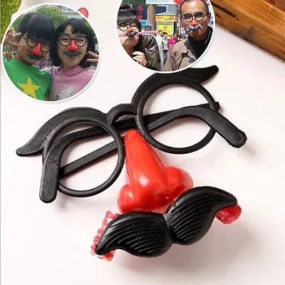 Clown Glasses Costume Ball RoundBDrame Red Nose Whistle Mustach JR ❤1 • $2.82