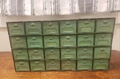 Vintage Metal Industrial Nuts Bolts Parts Storage 24 Drawer Cincinnati Vent Co • $185.96