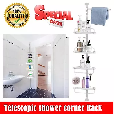 Telescopic Bathroom 4 Tier Shower Rack  Adjustable Corner Caddy Shelf Storage AU • $28.99