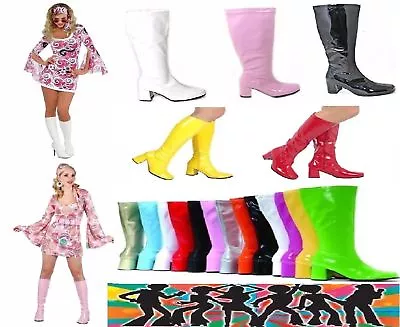 New Women's Fancy Dress Sexy GoGo Knee High Boots Cool 60's 70s Party Sizes 3-12 • £25