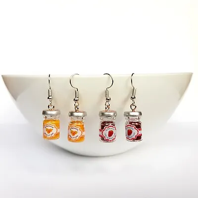 Cute Homemade Apricot Jam Jar Novelty Drop Dangle Gift Earrings • $12.45