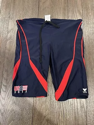 Mens TYR Team USA Olympics Spandex Jammers Compression Shorts Swimsuit 36 • $32.50