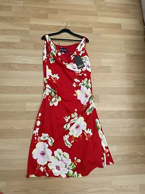 Collectif  Flora Red Floral Lindy Hop  Tea Dress Uk14 • £19.99