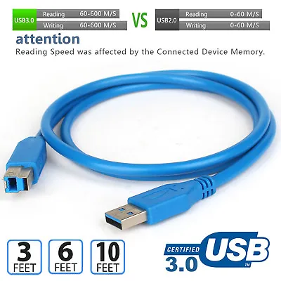 $7.85 • Buy USB 2.0/3.0 Type AB A Male To B Male Cable A-B MM Printer Cable Cord Black Lot