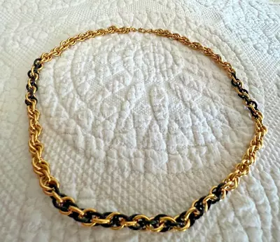 Vintage Monet Gold Tone And Black Chain Choker • $10.99