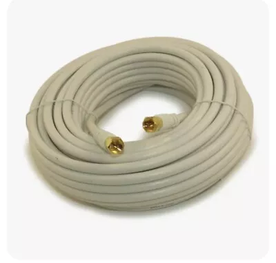 50ft RG6 QUAD SHIELD HI-BANDWIDTH Coax Cable F-type Gold Plated WHITE #N8 • $16.99