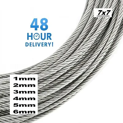 £2.04 • Buy Stainless Steel Wire Rope Metal Cable Rigging 7 X 7 1mm 2mm 3mm 4mm 5mm 6mm 8mm
