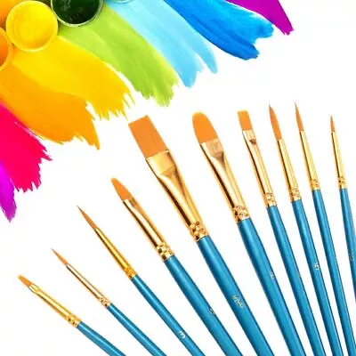 10x Art Paint Brushes Watercolour Paint Brush Set Artist Paint Brushes Oil Paint • £3.95