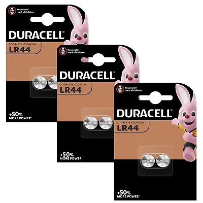 6 X Duracell LR44 1.5V Batteries LR 44 A76 AG13 V13GA LONG EXPIRY 2027 • £4.59