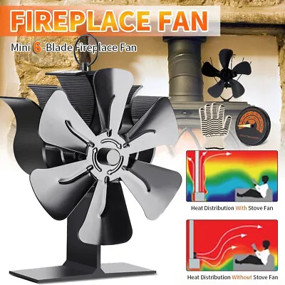 £29.99 • Buy 6 Blades Heat Powered Stove Top Fan Fr Wood Burner Log Burning Fire Silence Xmas