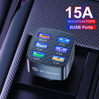 6 Ports USB Car Charger Adapter LED Display QC 3.0 Fast Charging Accessories • $7.98