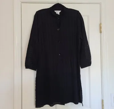 Misook Black Knit Long Button Cardigan Jacket Size Medium • $39.99
