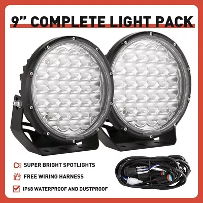 Pair 9inch Spot Led Driving Work Lights Round Black OffRoad Fog 4x4 ATV UTE SUV • $108.99