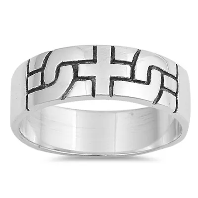 Cross Etched Knot Puzzle Infinity Knot Ring .925 Sterling Silver Band Sizes 6-12 • $15.59