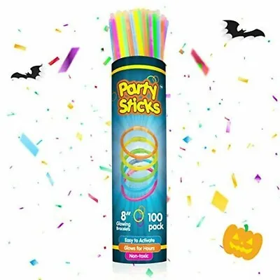 PartySticks Sticks Bulk Party Favors 100pk +Connectors 8In Glow In THE DARK NEON • $13.71